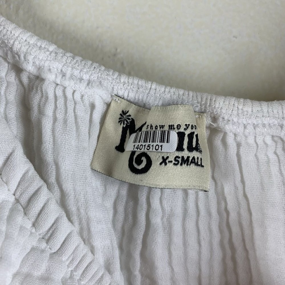 Show Me Your Mumu White Cotton Gauze KAYA Ruffled Crop Top Size XS - Picture 5 of 5